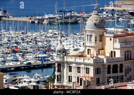 The port of Alicante, Spain, is home to hundreds of yachts and boats Stock Photo