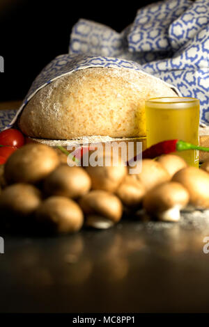 close up shot of dough making Stock Photo