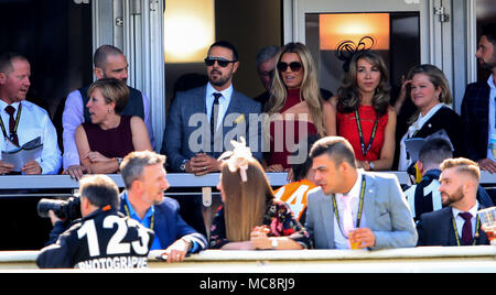 Paddy McGuinness and wife Christine during Grand National Day of the 2018 Randox Health Grand National Festival at Aintree Racecourse, Liverpool. Stock Photo