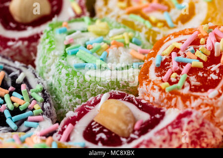 turkish delight close up view. colorful ramadaan desert Stock Photo