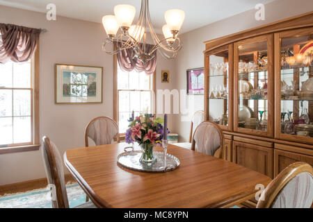 Dining Room in Residential Home, USA Stock Photo