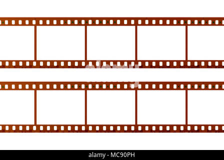 Two strips of 35mm film isolated on white background