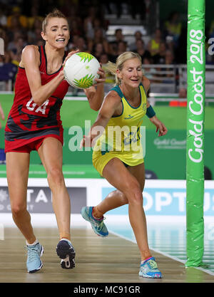 England's Helen Housby (centre) in action during Netball - Bronze Medal