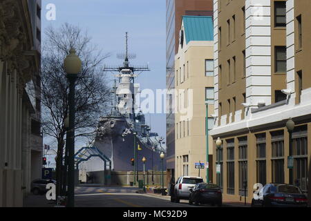 Battleship on a Street Norfolk Virginia Stock Photo