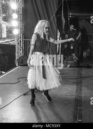 Aurora Aksnes- Sound check at Molde International Jazz Festival, Norway 2017. Stock Photo