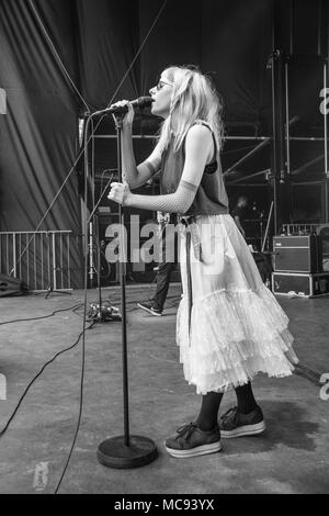 Aurora Aksnes- Sound check at Molde International Jazz Festival, Norway 2017. Stock Photo