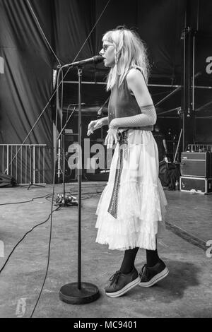 Aurora Aksnes- Sound check at Molde International Jazz Festival, Norway 2017. Stock Photo