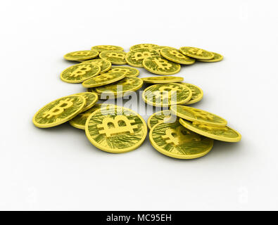 bitcoins - virtual money on white background Stock Photo