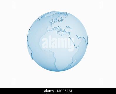 Wire frame world globe isolated on white Stock Photo