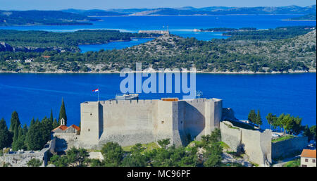 Saint Michael fortress view from the Barone fortress in Sibenik Croatia. Stock Photo