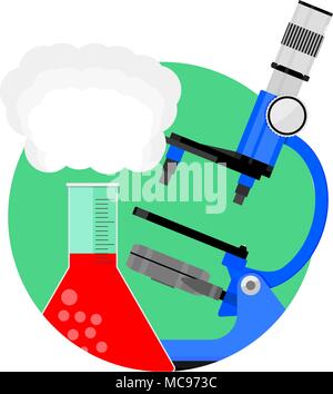 Scientific experiment icon. Vector scientific test with toxic substance, development pharmacy and biotechnology illustration Stock Vector