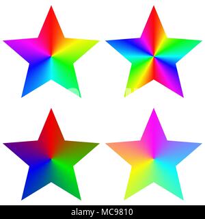 Abstract isolated gradient rainbow star set Stock Vector