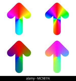 Rounded gradient rainbow arrow icon design set Stock Vector