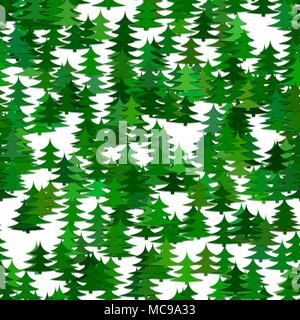 Abstract random pine tree pattern background - vector Christmas holiday graphic design Stock Vector
