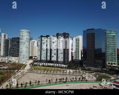 Skyscrapers at Mexico City around Reform Avenue with blue sky Stock Photo