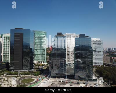 Skyscrapers at Mexico City around Reform Avenue with blue sky Stock Photo