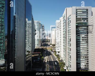 Skyscrapers at Mexico City around Reform Avenue with blue sky Stock Photo