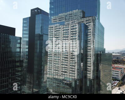 Skyscrapers at Mexico City around Reform Avenue with blue sky Stock Photo