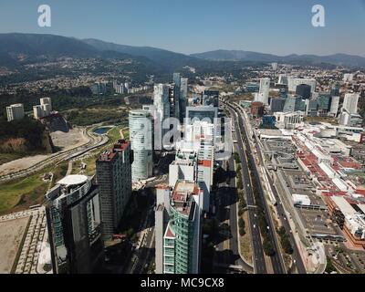 Skyscrapers at Mexico City around Reform Avenue with blue sky Stock Photo