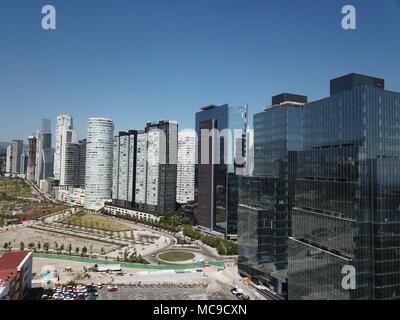 Skyscrapers at Mexico City around Reform Avenue with blue sky Stock Photo