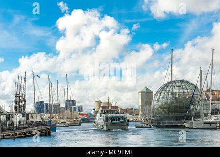 Ships in the Port of Genoa, Italy. Port of Genoa is the major Italian seaport. Stock Photo