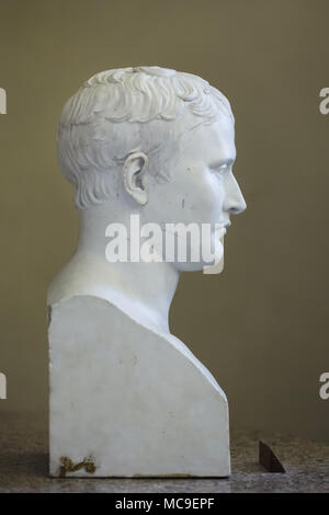 Marble bust of Napoleon Bonaparte on display in the Gallery of Modern Art (Galleria d'arte moderna) in the Palazzo Pitti in Florence, Tuscany, Italy. Stock Photo
