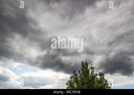 Overcast sky with dark clouds, clouds before heavy raining. Stock Photo