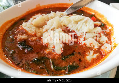 Crab meat Thai style spicy red curry Stock Photo