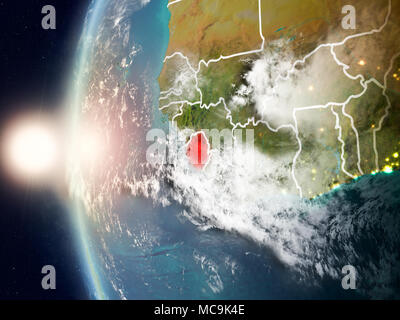 Satellite view of Sierra Leone highlighted in red on planet Earth at ...