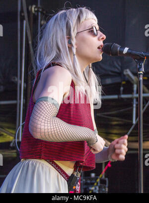 Aurora Aksnes- Sound check at Molde International Jazz Festival, Norway 2017. Stock Photo