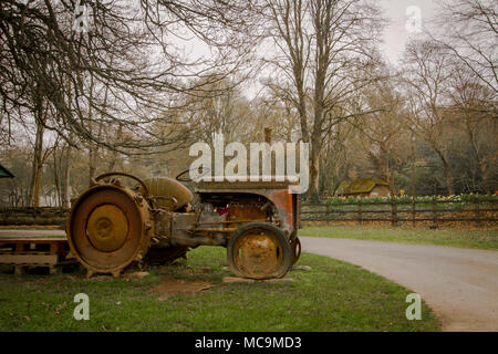 Abandoned tractor left to rust in the New Forest National Park Stock Photo