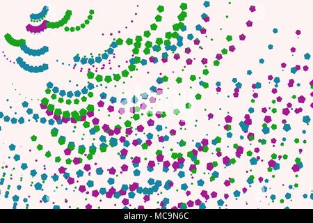 Abstract geometric motion, particle or random pattern, colorful & artistic for graphic design, catalog, textile or texture printing & background. Vect Stock Vector