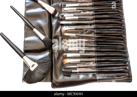 Makeup brushes set for professional isolated on white background. Stock Photo