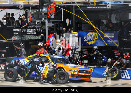 Bristol, Tennessee, USA. 14th Apr, 2018. April 14, 2018 - Bristol, Tennessee, USA: Ty Majeski (60) brings his car down pit road for service during the Fitzgerald Glider Kits 300 at Bristol Motor Speedway in Bristol, Tennessee. Credit: Chris Owens Asp Inc/ASP/ZUMA Wire/Alamy Live News Stock Photo