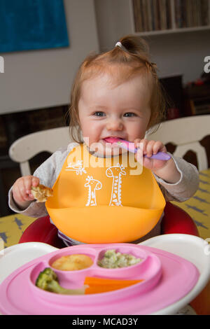 10 month old Baby Led Weaning Stock Photo
