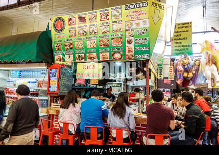 Mexico City,Mexican,Hispanic Latin Latino ethnic,Coyoacan,Del Carmen,Mercado de Coyoacan,market,food vendor vendors seller sell selling,stall Stock Photo