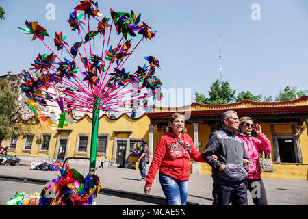 Mexico City,Mexican,Hispanic Latin Latino ethnic,Coyoacan,Del Carmen,Jardin Plaza Hidalgo,Hernan Cortes house houses,Town Hall,exterior outsi Stock Photo