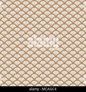 Art deco gold and white fish scale geometric style pattern. Stock Vector