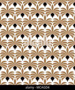 Art Deco Seamless Pattern. Geometric Floral decorative texture. Vector Leaves stylish background. Stock Vector