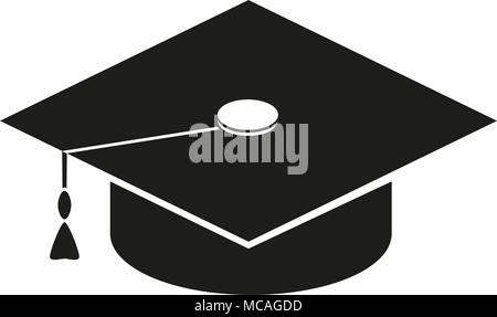 Black and white graduation hat brush silhouette. Stock Vector