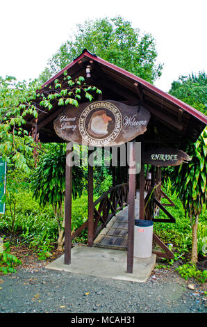 SANDAKAN, SABAH, MALAYSIA MAY 09,2013 : Main entrance Plat B, Labuk Bay Proboscis Monkey Sanctuary. is next to Kampung Samawang and is located in Saba Stock Photo