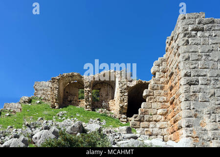 the ruins of the ancient Greek fortress Aigosthena Stock Photo