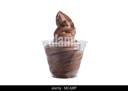 Empty tub of chocolate ice-cream with a plastic spoon Stock Photo - Alamy