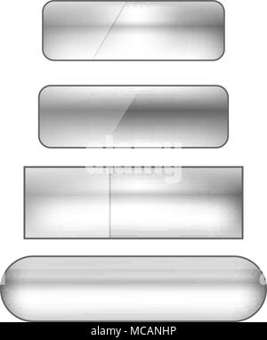 vector colored blank web buttons set - silver Stock Vector
