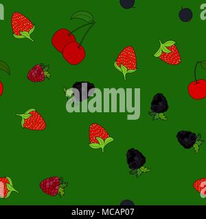 abstract vector doodle berry seamless pattern Stock Vector