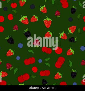 abstract vector doodle berry seamless pattern Stock Vector