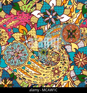 Hand drawn colorful aztec pattern with artistic pattern. Seamless pattern can be used for wallpaper, pattern fills, web page background, surface textures. Bright colors. Stock Vector