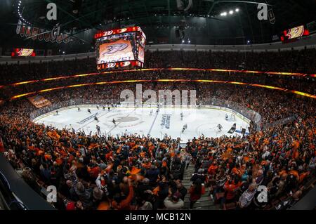 Los Angeles, California, USA. 14th Apr, 2018. A view of Honda Center prior to the Game 2 of an NHL hockey first-round playoff series in Anaheim, California, April 14, 2018. The Sharks won 3-2. Credit: Ringo Chiu/ZUMA Wire/Alamy Live News Stock Photo