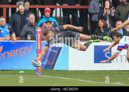 Catalans Dragons' Tom Makinson goes down injured during the Betfred ...