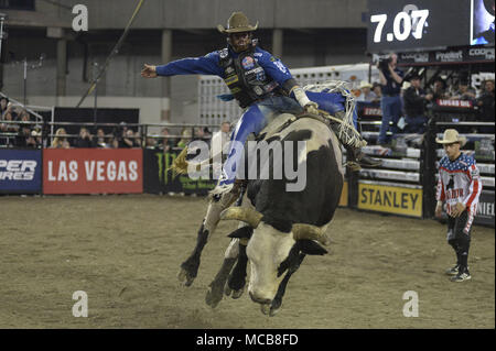 Tacoma, Washington, USA. 14th Apr, 2018. Professional bull riders in action at the PBR-Tacoma Invitational at the Tacoma Dome in Tacoma, WA. Credit: Jeff Halstead/ZUMA Wire/Alamy Live News Stock Photo